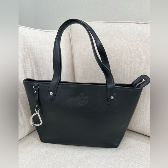 Lauren Ralph Lauren Black Leather Tote